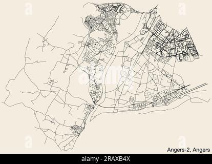 Mappa stradale di ANGERS-2 CANTON, ANGERS Illustrazione Vettoriale