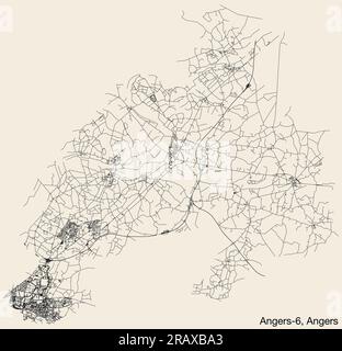 Mappa stradale di ANGERS-6 CANTON, ANGERS Illustrazione Vettoriale