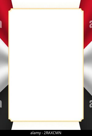 Cornice verticale e bordo con i colori della bandiera irachena, elementi del modello per il certificato e il diploma. Vettore. Illustrazione Vettoriale