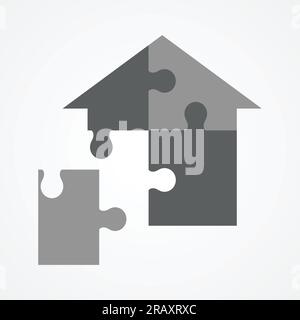 Illustrazione grafica di un puzzle che forma la casa forma Illustrazione Vettoriale