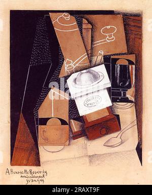 Macinacaffè, tazza e bicchiere su un tavolo 1916 di Juan Gris Foto Stock