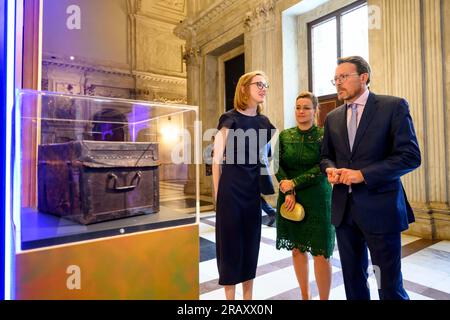 Amsterdam, Niederlande. 5 luglio 2023. Prins Constantijn dei Paesi Bassi al Palazzo reale di Amsterdam, il 5 luglio 2023, per aprire la mostra il Principe e la città - Willem V ad Amsterdam credito: Albert pH vd Werf/Netherlands OUT/Point De Vue OUT/dpa/Alamy Live News Foto Stock