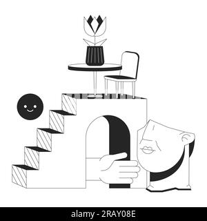 Oggetto vettoriale isolato monocromatico piatto di composizione astratta. Illustrazione Vettoriale
