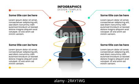 Modello infografico con 4 opzioni o passaggi. Concetto di strategia. Può essere utilizzato per layout del flusso di lavoro, diagrammi, banner, webdesign. Illustrazione vettoriale Illustrazione Vettoriale