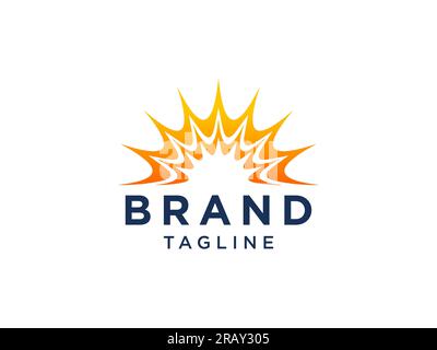 Logo abstract Sun. Icona del sole vintage con raggi isolati su sfondo bianco. Utilizzabile per loghi aziendali e naturalistici. Ele modello di disegno con logo Flat Vector Illustrazione Vettoriale