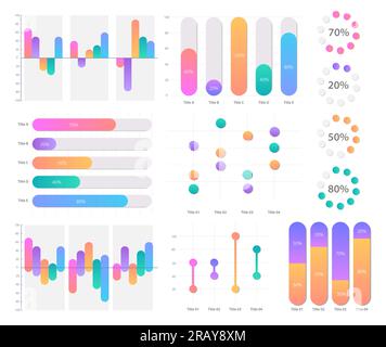 Raccogliere e studiare le informazioni con il set di modelli di progettazione di grafici infografici Illustrazione Vettoriale