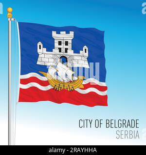 Bandiera della città di Belgrado, Serbia, Europa, illustrazione vettoriale Illustrazione Vettoriale