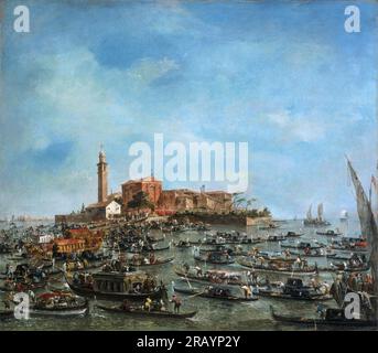 Francesco guardi, italiano 1712-1793 -- l'incontro di Papa Pio vi e del doge Paolo Renier a San Giorgio in Alga 1782. Foto Stock