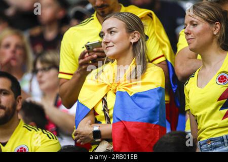 GELSENKIRCHEN - tifosi colombiani durante l'amichevole incontro internazionale tra Germania e Colombia alla Veltins-Arena il 20 giugno 2023 a Gelsenkirchen, Germania. AP | Dutch Height | BART STOUTJESDYK Foto Stock