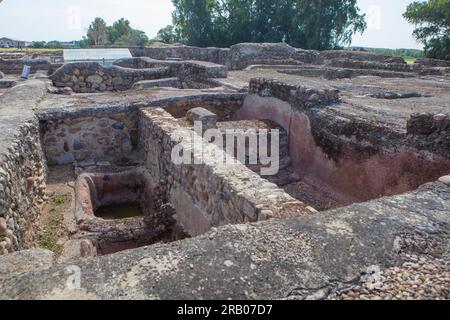 Torreaguila Roman Villa Remains, Barbano, Badajoz, Spagna. Complesso industriale dell'olio d'oliva Foto Stock