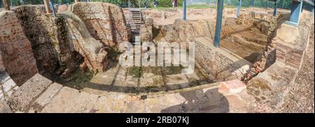 Torreaguila Roman Villa Remains, Barbano, Badajoz, Spagna. Bagni o terme Foto Stock