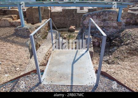 Torreaguila Roman Villa Remains, Barbano, Badajoz, Spagna. Bagni o terme Foto Stock