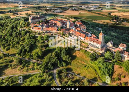 Waldenburg con il castello di Waldenburg, Hohenlohe, Baden-Württemberg, Germania Foto Stock