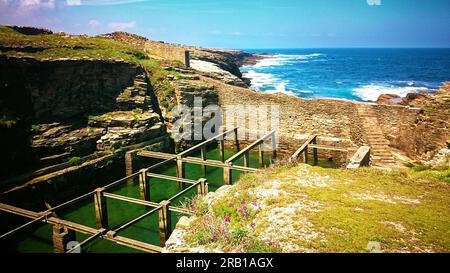 Spiagge di Ribadeo (Rinlo - percorso delle spiagge di Ribadeo), Galizia-Asturias, Spagna Foto Stock