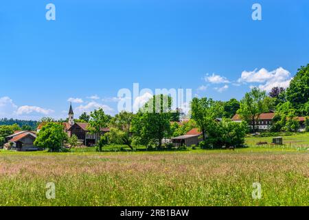 Germania, Baviera, Tölzer Land, Icking, distretto di Dorfen, vista sul villaggio Foto Stock