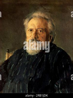 Nikolai Semyonovich Leskov (1831 – 1895) romanziere russo, scrittore di racconti, drammaturgo, che scrisse anche sotto lo pseudonimo M. Stebnitsky. Ritratto di Leskov di Valentin Serov, 1894 Foto Stock
