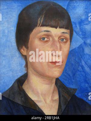 Anna Andreevna Gorenko (1889 – 1966), conosciuta con lo pseudonimo di Anna Akhmatova, poeta. (Ritratto di Kuzma Petrov-Vodkin) Foto Stock