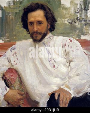 Leonid Nikolaievich Andreyev (1871 – 1919) drammaturgo, romanziere e scrittore di racconti, Ritratto di Andreyev di Ilya Repin Foto Stock