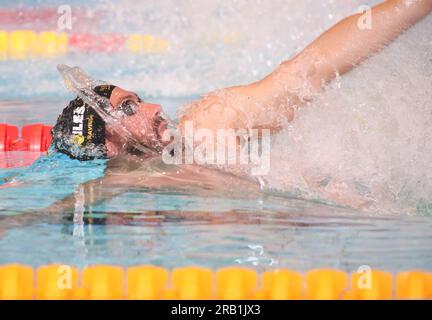 STRAVIUS Jérémy , Men Heat 50 M Backstroke durante i Campionati francesi di nuoto Elite il 16 giugno 2023 a Rennes, Francia - foto Laurent Lairys / DPPI Foto Stock