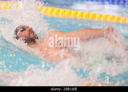 STRAVIUS Jérémy , Men Heat 50 M Backstroke durante i Campionati francesi di nuoto Elite il 16 giugno 2023 a Rennes, Francia - foto Laurent Lairys / DPPI Foto Stock