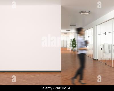 Moderno interno per ufficio con parete vuota Foto Stock