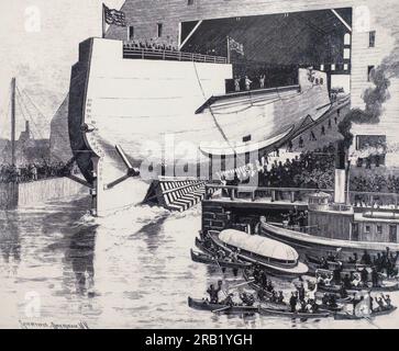 Mostra storica del Brooklyn Navy Yard Building 92 a Brooklyn New York Foto Stock