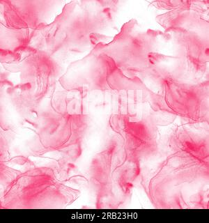 Acquerello astratto colore liquido colore sfondo di lusso. Macchie fluide rosa disegnate a mano, spruzzi di elementi motivo senza cuciture. Struttura acquerello. Stampa per t Foto Stock