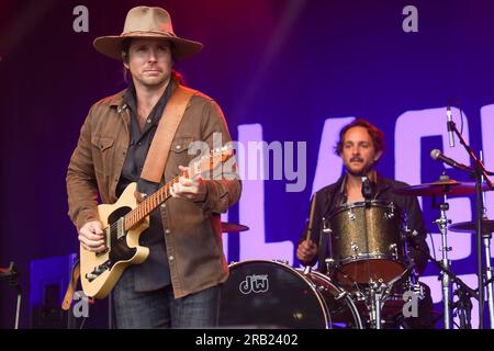 Lukas Nelson & POTR si esibiscono al Black Deer Festival, Eridge Park, Kent, giugno 2023 Foto Stock