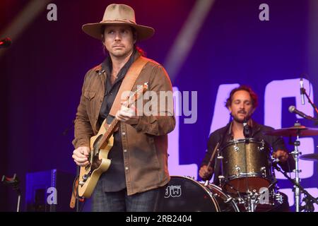 Lukas Nelson & POTR si esibiscono al Black Deer Festival, Eridge Park, Kent, giugno 2023 Foto Stock