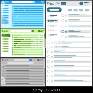 Collage con illustrazioni di diverse interfacce di app e-mail Foto Stock