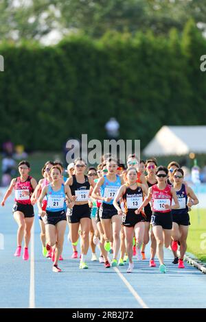 Fukagawa allo Stadio di atletica di Fukagawa City, Hokkaido, Giappone. 5 luglio 2023. Vista generale Atletica: Hokuren Distance Challenge 2023 a Fukagawa presso il Fukagawa City Athletic Stadium, Hokkaido, Giappone. Crediti: Naoki Nishimura/AFLO SPORT/Alamy Live News Foto Stock