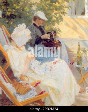 Marie and Her Mother in the Garden 1891 di Peder Severin Kroyer Foto Stock