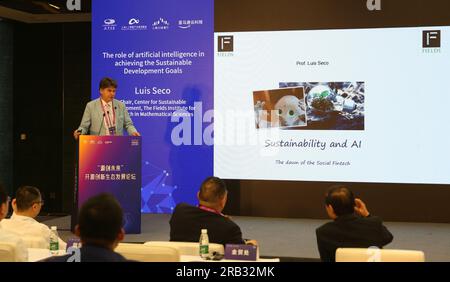 Shanghai, Cina. 7 luglio 2023. SHANGHAI, CINA - 6 LUGLIO 2023 - Luis Seco parla al World Artificial Intelligence Conference Forum 2023, 6 luglio 2023, Shanghai, Cina. (Foto di Costfoto/NurPhoto) credito: NurPhoto SRL/Alamy Live News Foto Stock