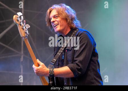 Ferrara, Italia. 06/07/2023, della band svedese d'Europa, durante le loro esibizioni dal vivo a Ferrara il 6 luglio 2023. (Foto di Roberto Tommasini/NurPhoto) credito: NurPhoto SRL/Alamy Live News Foto Stock