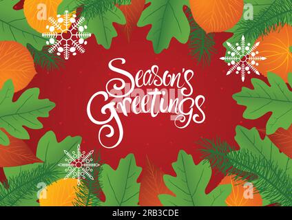 Decorativo lascia sfondo per Natale wit Stagione's saluti testo Illustrazione Vettoriale