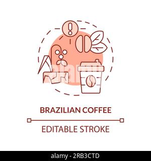 Concetto di riscaldamento icona del caffè brasiliano personalizzabile Illustrazione Vettoriale