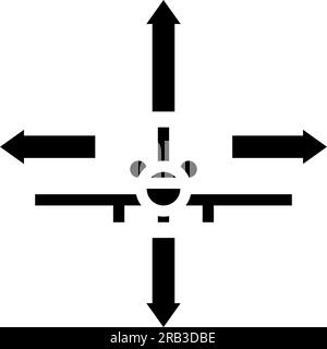 illustrazione vettore icona glifo ingegnere aeronautico per il controllo di volo Illustrazione Vettoriale