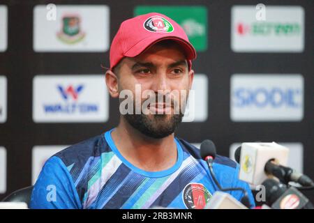 Afghanistan ODI Capitano Hasmatullah Shahidi partecipa alla conferenza stampa pre-partita in vista della seconda partita ODI allo Zahur Ahmed Chowdhury Stadium (ZAC Foto Stock