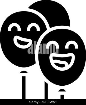 bollature sorriso icona glifo carattere illustrazione vettoriale Illustrazione Vettoriale