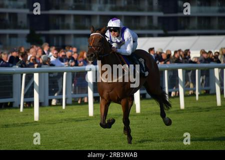 Newbury, Regno Unito. 6 luglio 2023. Twilight Heir finisce settimo nel 19,15 al Newbury Racecourse, nel Regno Unito. Crediti: Paul Blake/Alamy Live News. Foto Stock