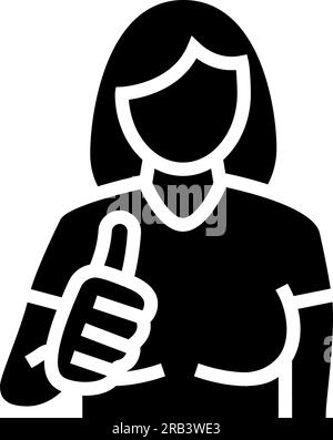 donna che mostra l'icona del glifo della classe illustrazione vettoriale Illustrazione Vettoriale