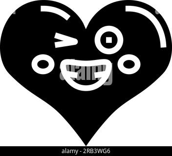 icona del glifo del carattere del sorriso del cuore illustrazione vettoriale Illustrazione Vettoriale