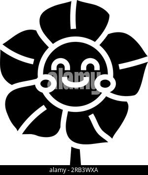 icona del glifo del carattere del sorriso del fiore illustrazione vettoriale Illustrazione Vettoriale