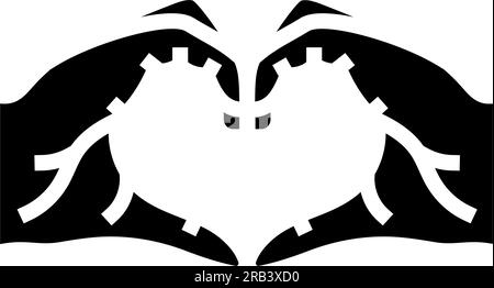 le mani mostrano l'icona del glifo cardiaco Illustrazione Vettoriale