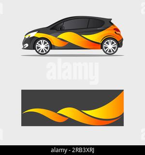 decalcomania per auto avvolgimento vettore di design a onda di fiamma Illustrazione Vettoriale