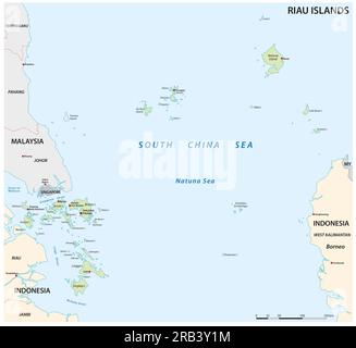 Mappa vettoriale dell'arcipelago indonesiano di Riau Foto Stock