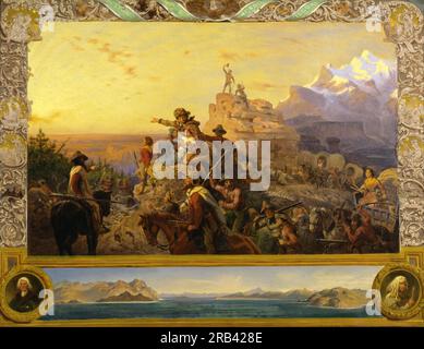 Verso ovest il corso dell'Impero prende la sua strada (studio murale per gli Stati Uniti Capitol) 1861 di Emanuel Leutze Foto Stock