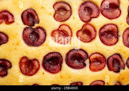 Texture crostata ciliegia, messa a fuoco morbida in primo piano Foto Stock