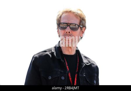 Il produttore Jerry Bruckheimer arriva il giorno delle prove prima del Gran Premio di Gran Bretagna 2023 a Silverstone, Towcester. Data immagine: Venerdì 7 luglio 2022. Foto Stock