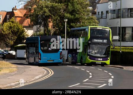 Morebus compagnia di autobus Bournemouth, fotografie scattate a Southborne e Hengistbury Head Foto Stock